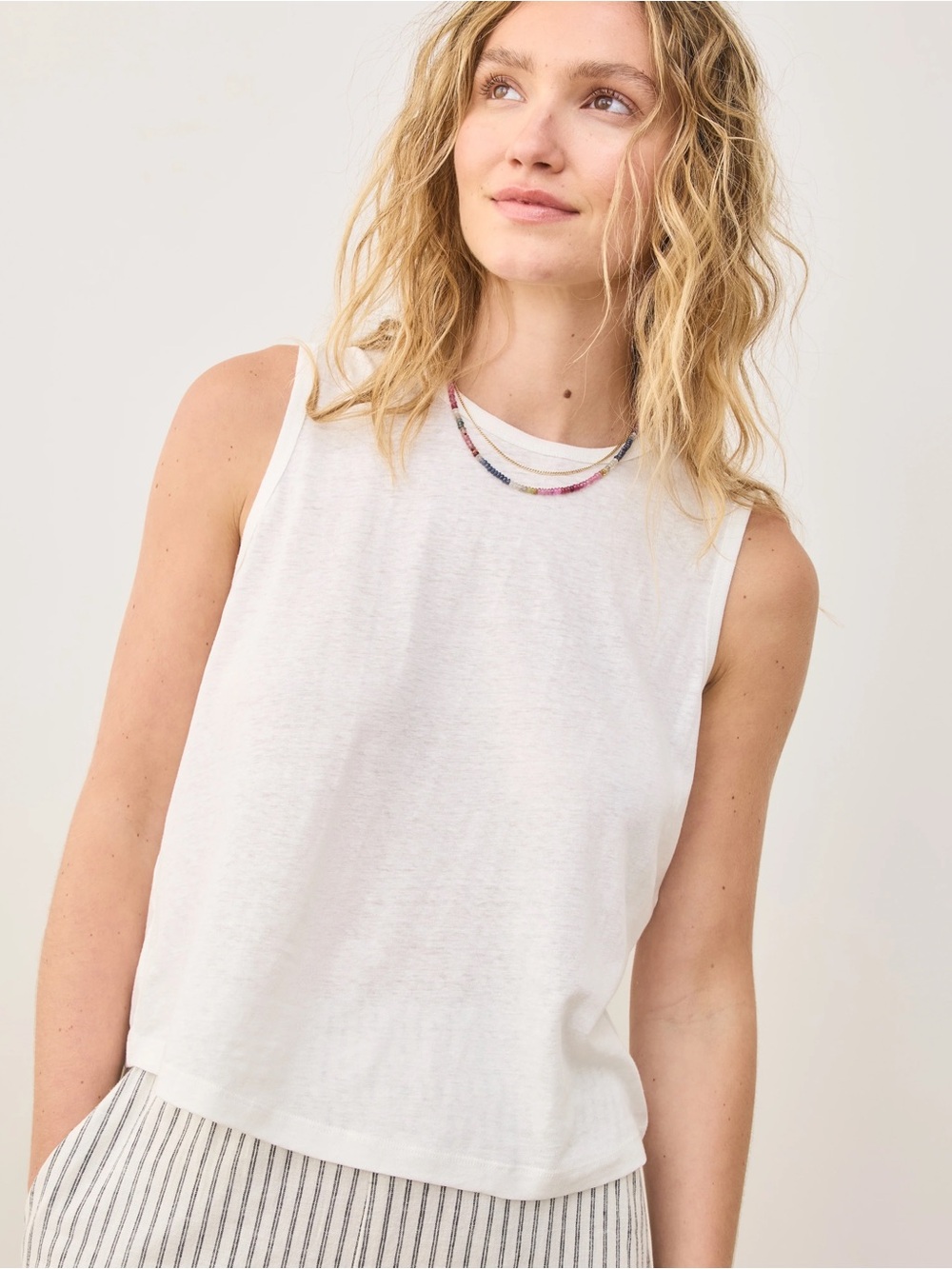 NWT Marine Layer Hemp Cotton Oversized Tank in natural size Small